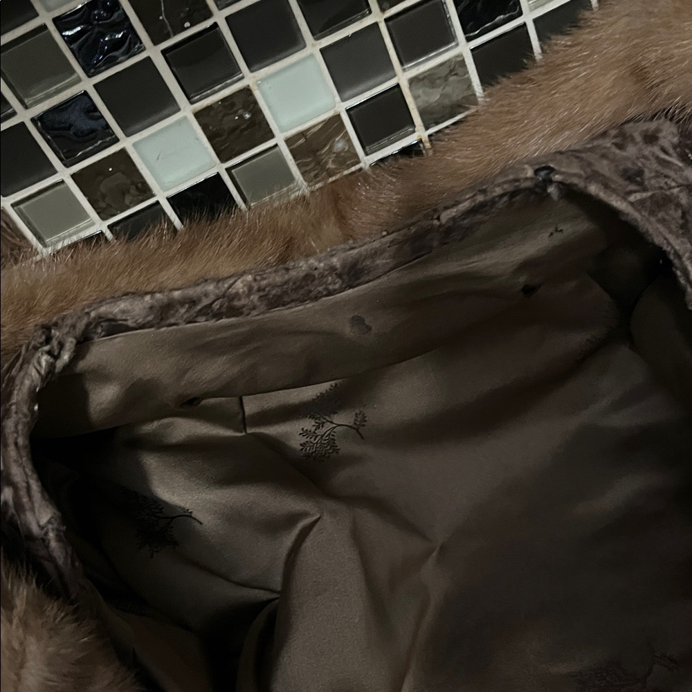 Vintage Brown Persian Lamb Jacket With Mink Collar Cuffs - Picture 16 of 16